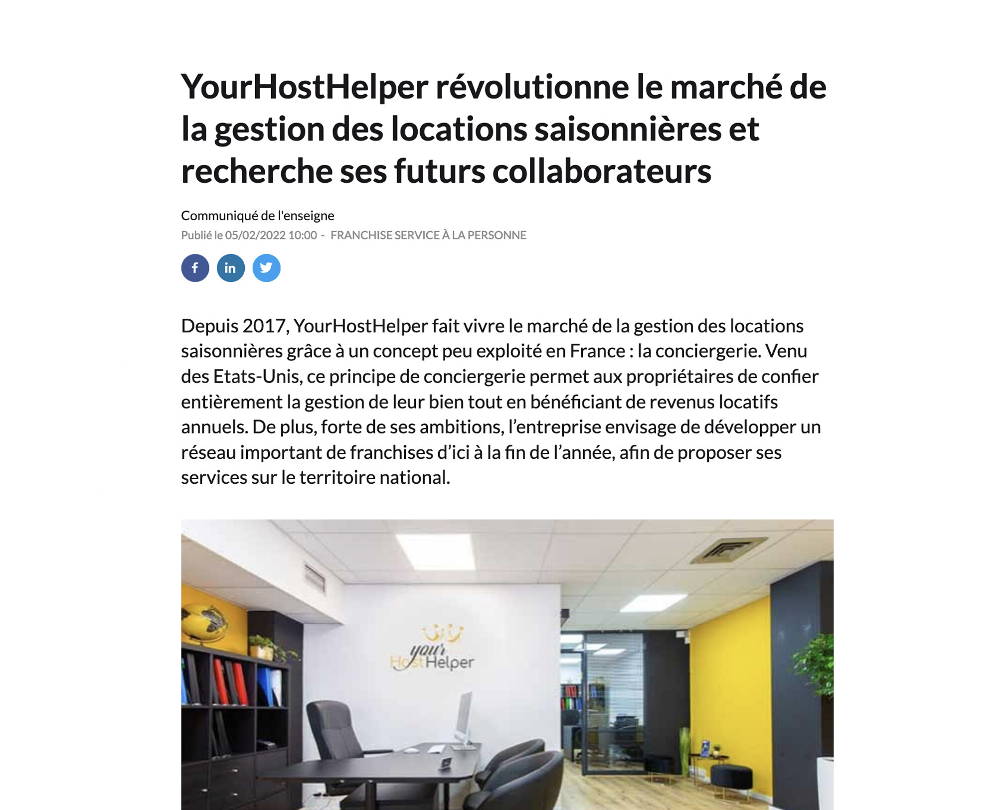YourHostHelper revolutionne le marche de la location saisonnière