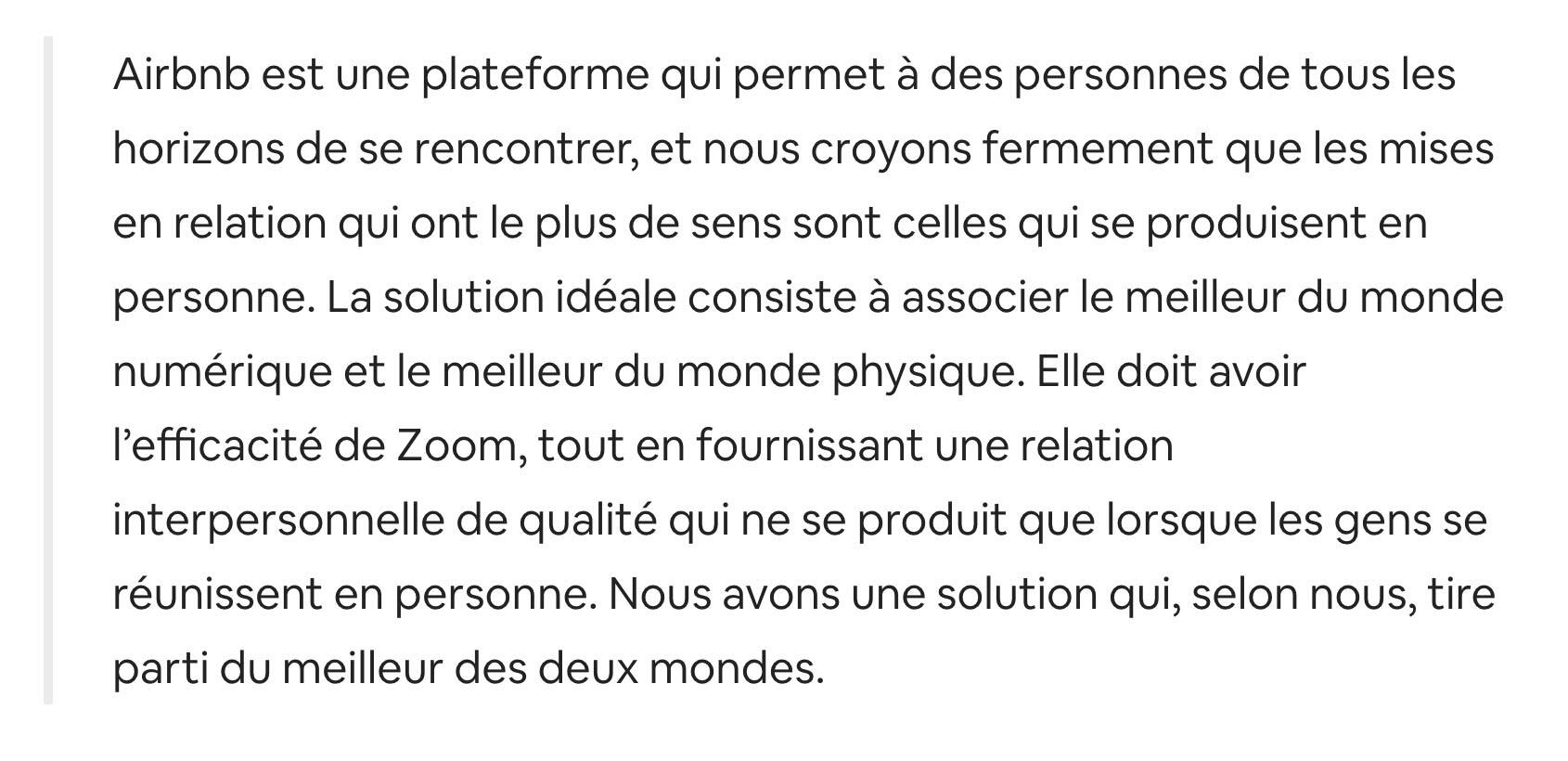 Philosophie partagée par Airbnb