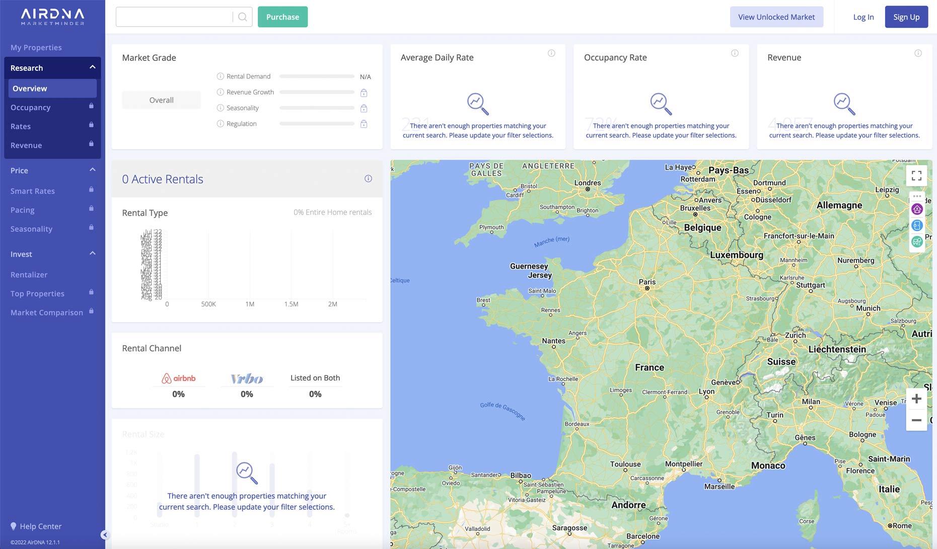 Recherche d'investissement Airbnb avec Airdna